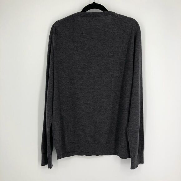 J. Crew Mens Sweater Extra Large XL 100% Merino Wool Gray V Neck Pullover - Picture 4 of 4